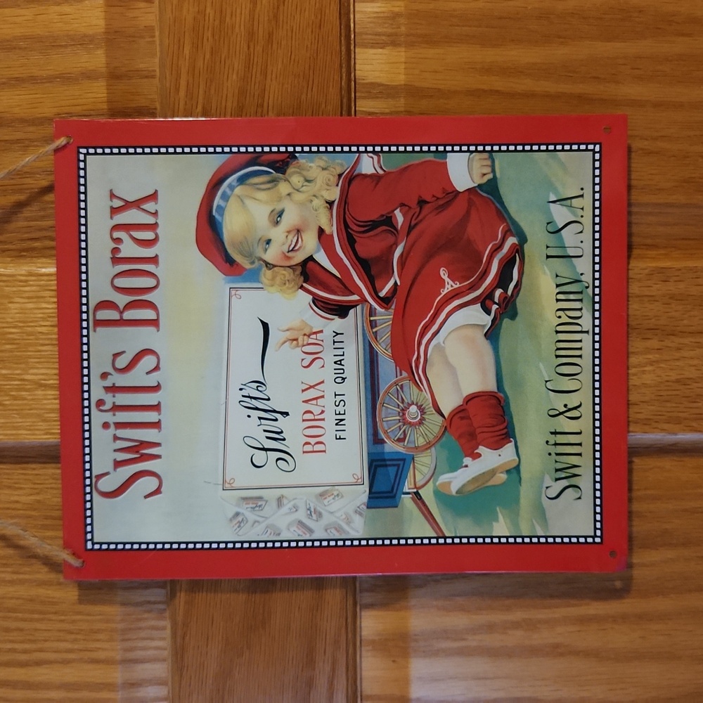 Nostalgic Tin Reproduction Swift's Borax Advertising Sign